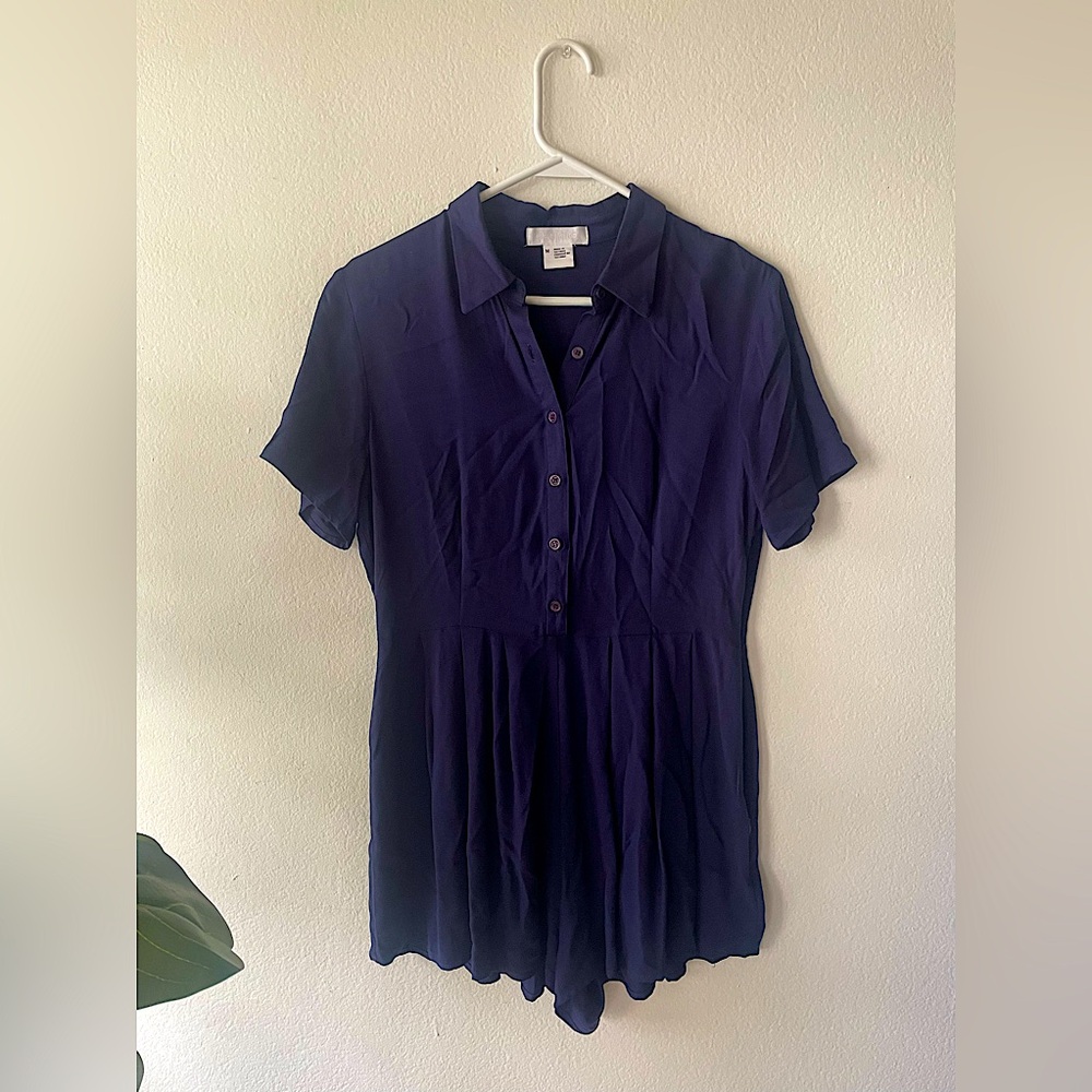 Urban Outfitters Cooperative Navy Blue Button-Up Romper Women’s Size Medium